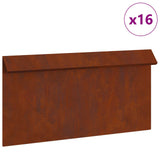 Vidaxl slakkenhekje 16 pcs roestig 50 x 3,5 x 25 cm cortenstaal
