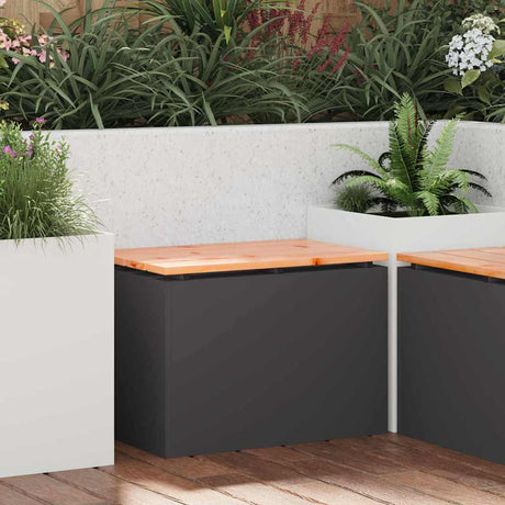 Vidaxl tuinbank zwart 60 x 40 x 43 cm massief douglas hout en staal