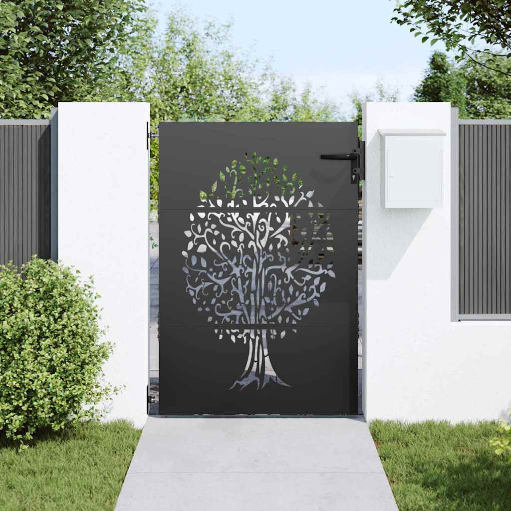 Vidaxl tuinpoort met slot zwart 85 x 150 cm poedergecoat staal