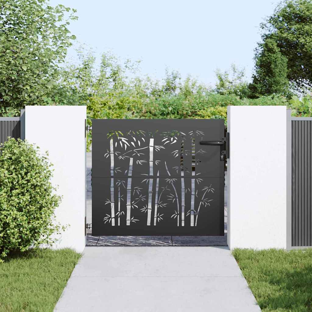 Vidaxl tuinpoort met slot zwart 85 x 175 cm poedergecoat staal