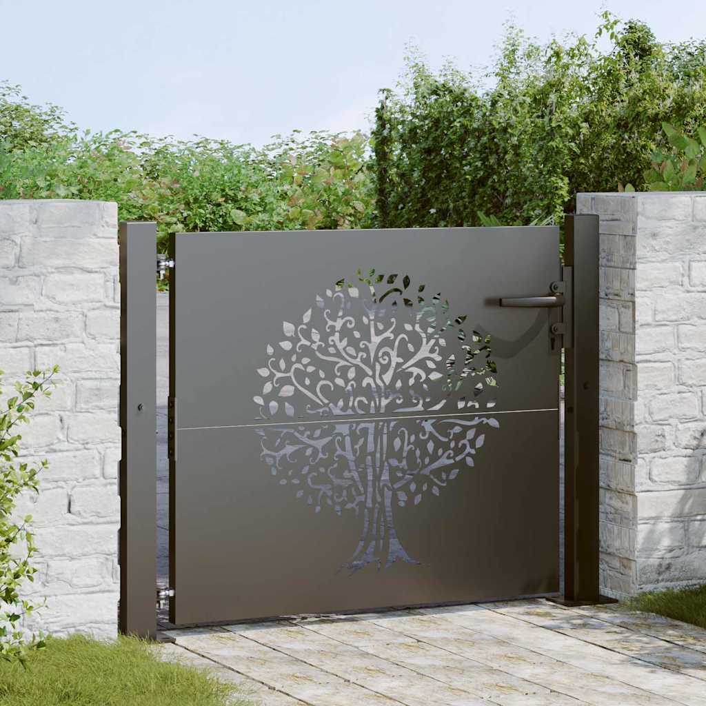 Vidaxl tuinpoort met slot zwart 110 x 105 cm poedergecoat staal