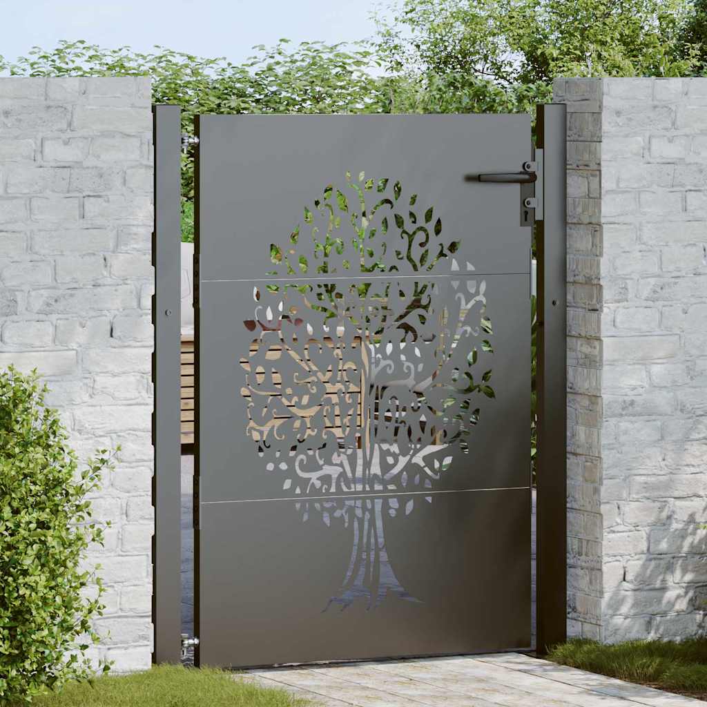 Vidaxl tuinpoort met slot zwart 110 x 155 cm poedergecoat staal