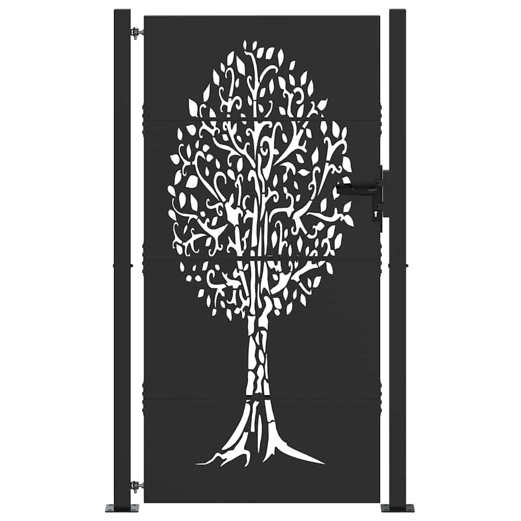 Vidaxl tuinpoort met slot zwart 110 x 205 cm poedergecoat staal