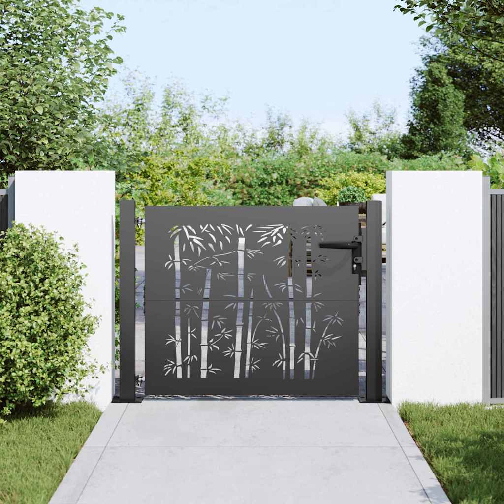 Vidaxl tuinpoort met slot zwart 110 x 105 cm gepoedercoat staal