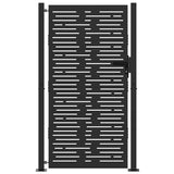 Vidaxl tuinpoort met slot zwart 110 x 180 cm gepoedercoat staal