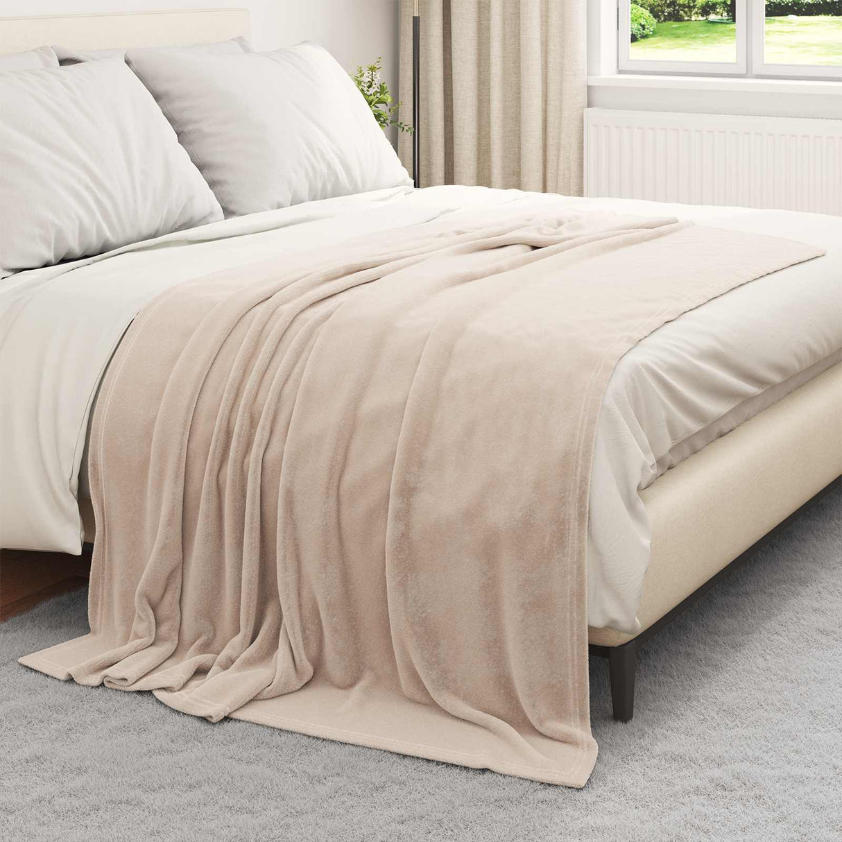 Vidaxl gooi deken beige 150 x 200 cm fleece