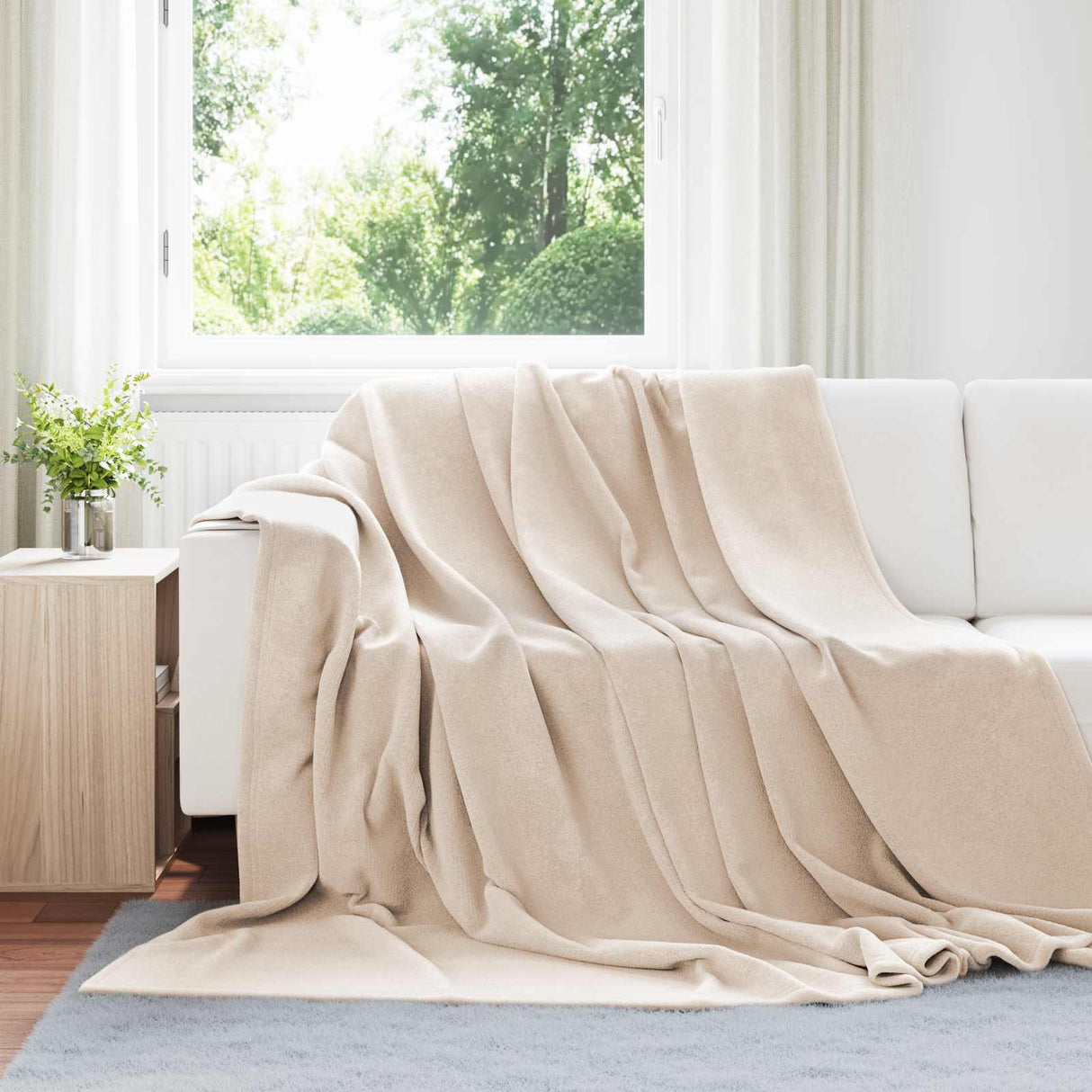 Vidaxl gooi deken beige 220 x 240 cm fleece