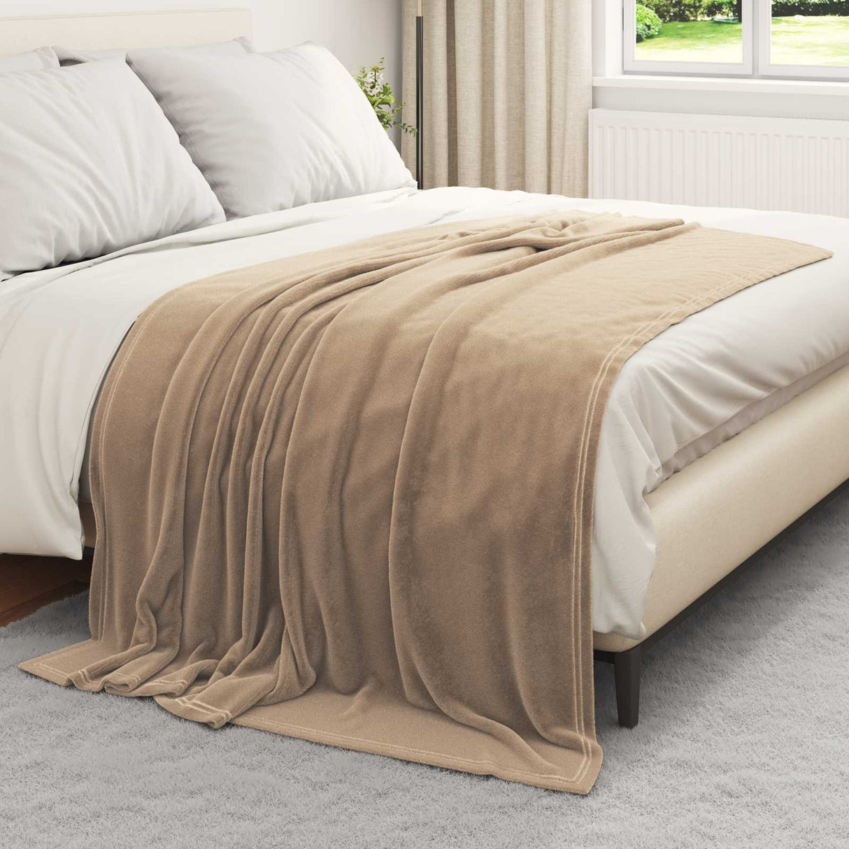 Vidaxl gooi deken kameel 150 x 200 cm fleece