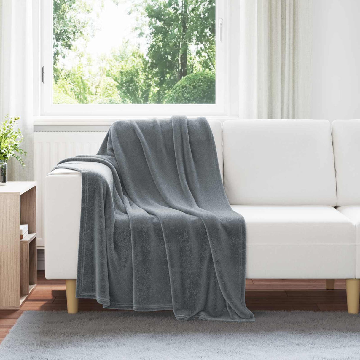 Vidaxl gooi deken donkergrijs 130 x 150 cm fleece