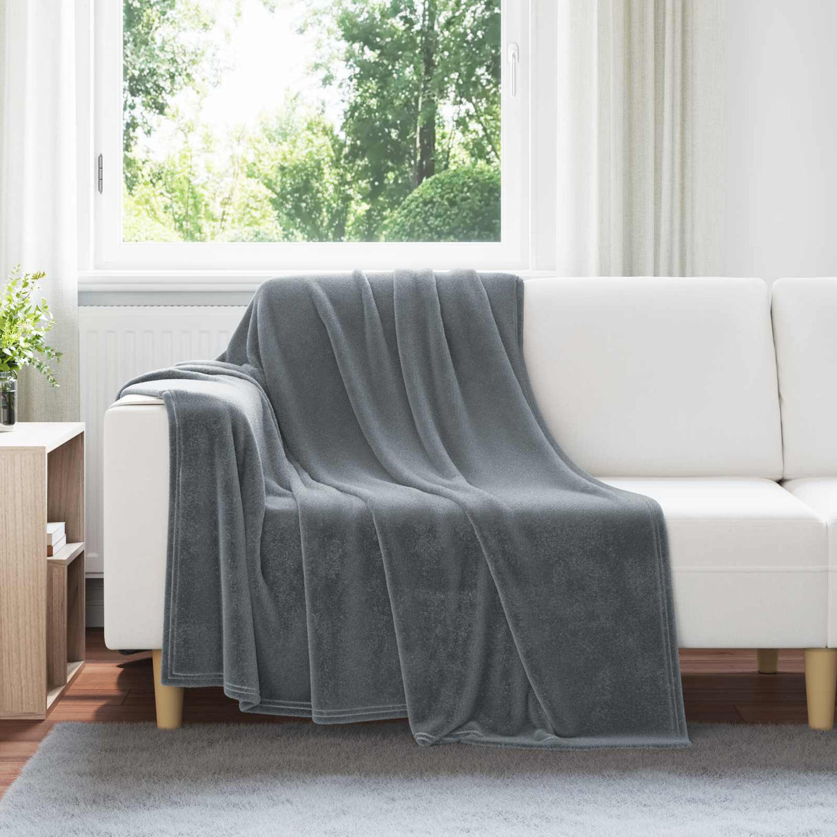 Vidaxl gooi deken donkergrijs 150 x 200 cm fleece