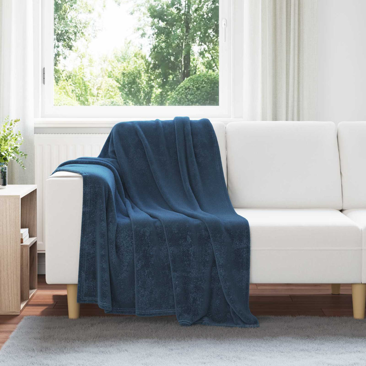 Vidaxl gooi deken marineblauw 130 x 150 cm fleece