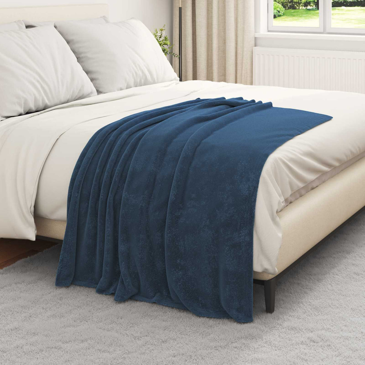 Vidaxl gooi deken marineblauw 130 x 150 cm fleece