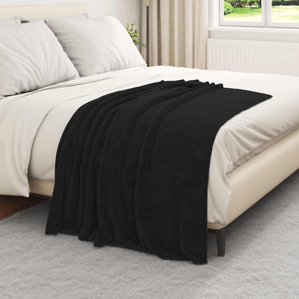 Vidaxl gooi deken zwart 130 x 150 cm fleece