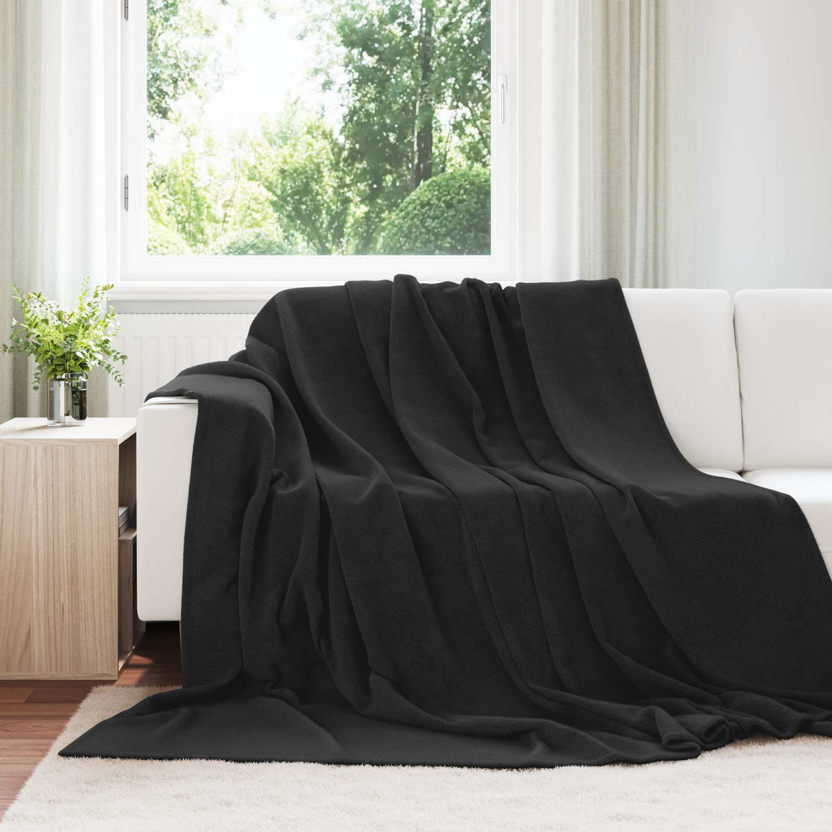 Vidaxl gooi deken zwart 220 x 240 cm fleece