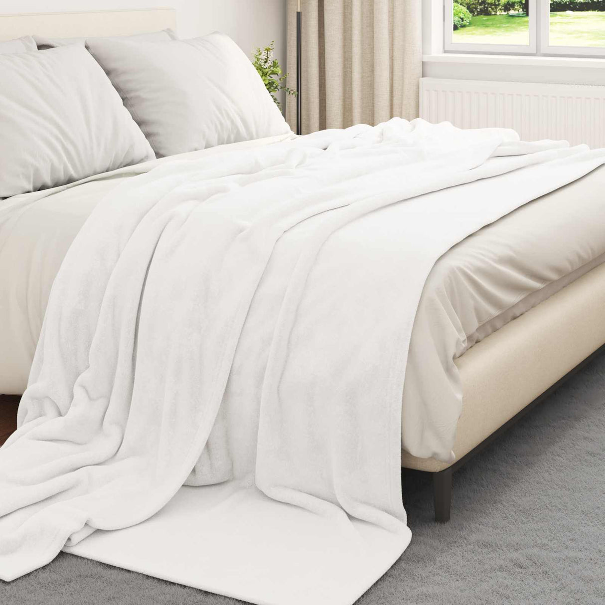 Vidaxl gooi deken wit 220 x 240 cm fleece