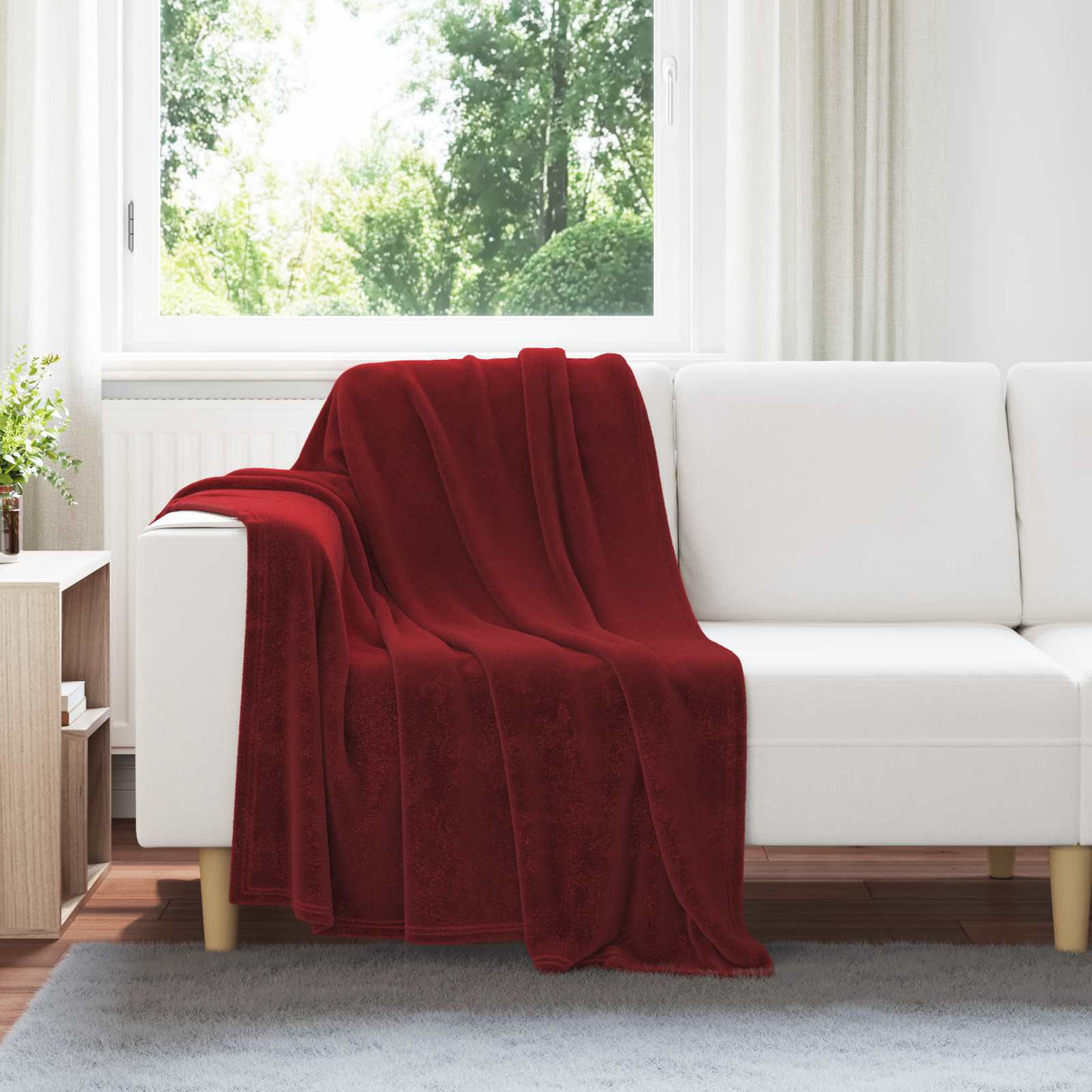 Vidaxl gooi deken bordeaux rood 130 x 150 cm fleece