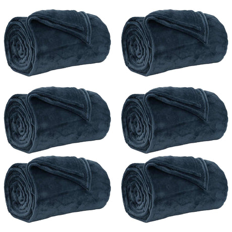 Vidaxl kleden 6 pcs marineblauw 220 x 240 cm fleece