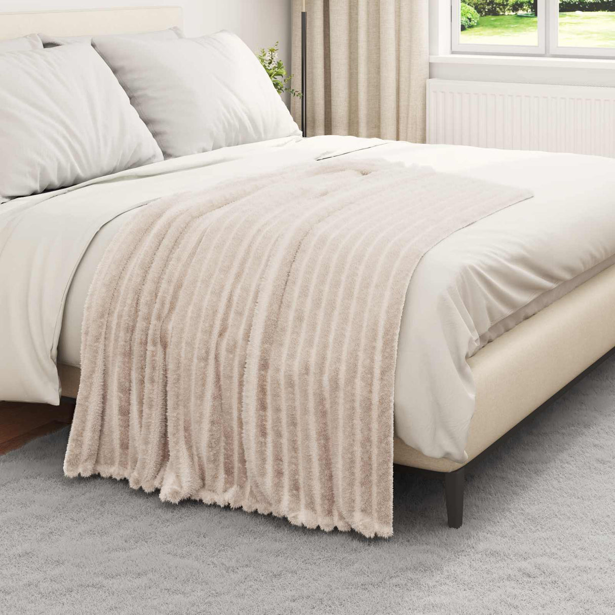 Vidaxl gooi deken beige 150 x 130 cm fleece