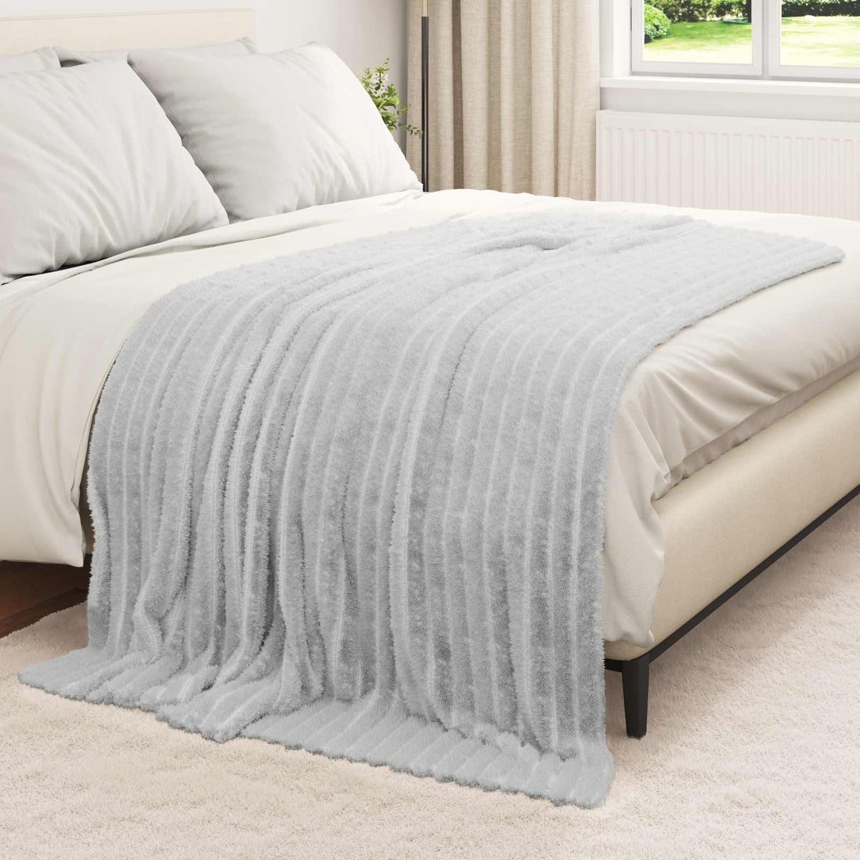 Vidaxl gooi deken grijs 200 x 150 cm fleece