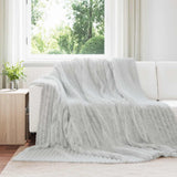 Vidaxl gooi deken grijs 240 x 220 cm fleece