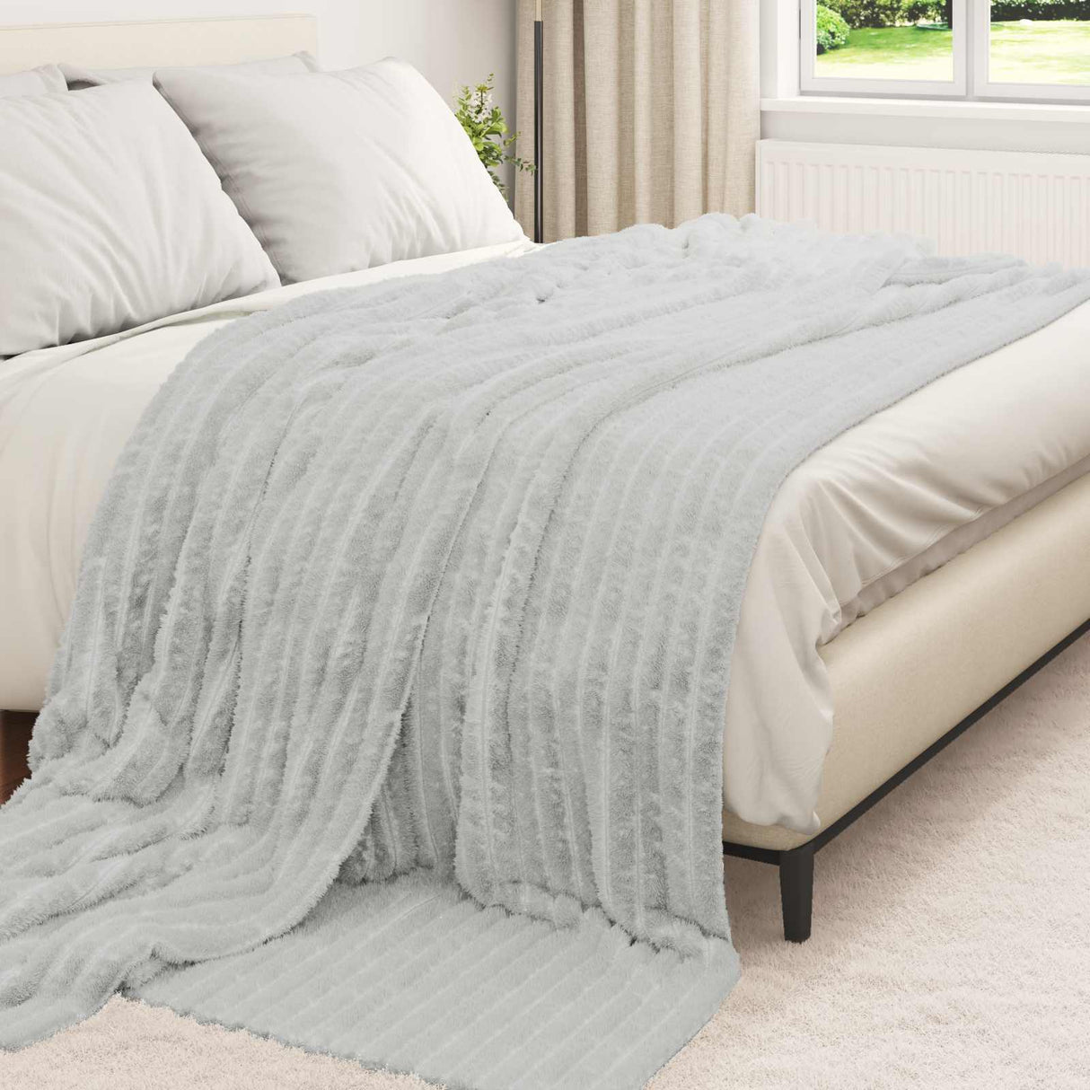 Vidaxl gooi deken grijs 240 x 220 cm fleece