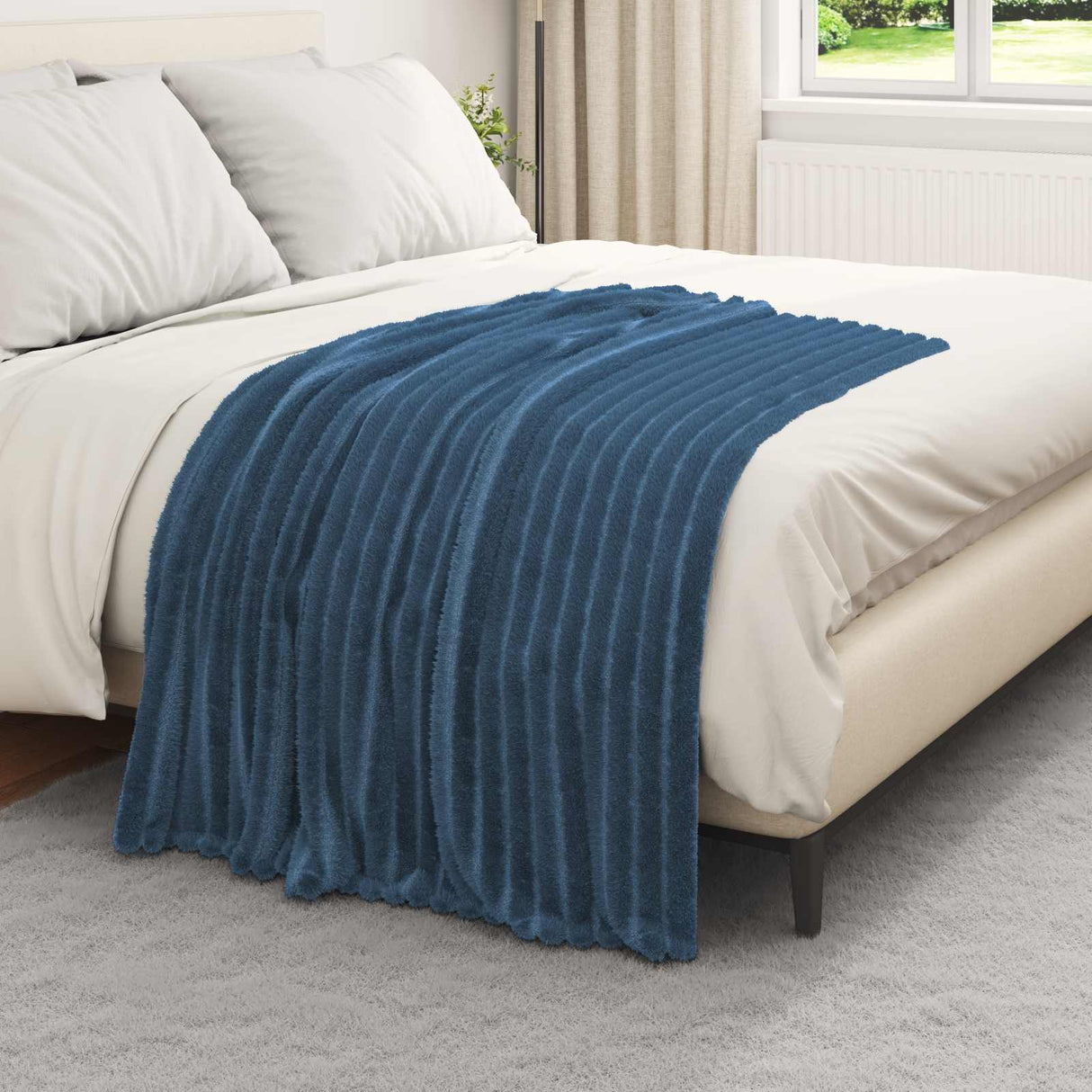 Vidaxl gooi deken marineblauw 150 x 130 cm fleece