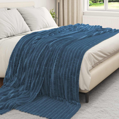 Vidaxl gooi deken marineblauw 240 x 220 cm fleece