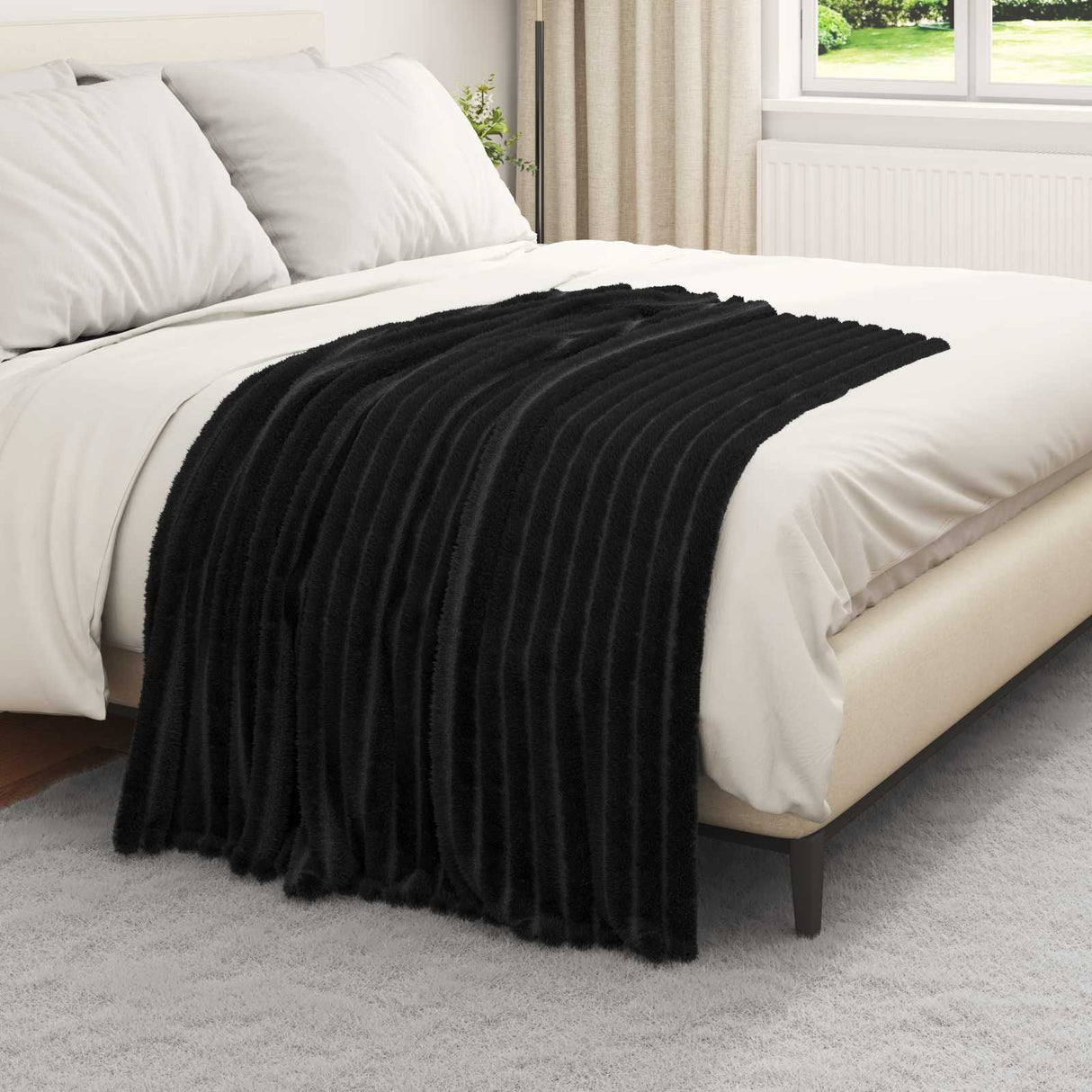 Vidaxl gooi deken zwart 150 x 130 cm fleece