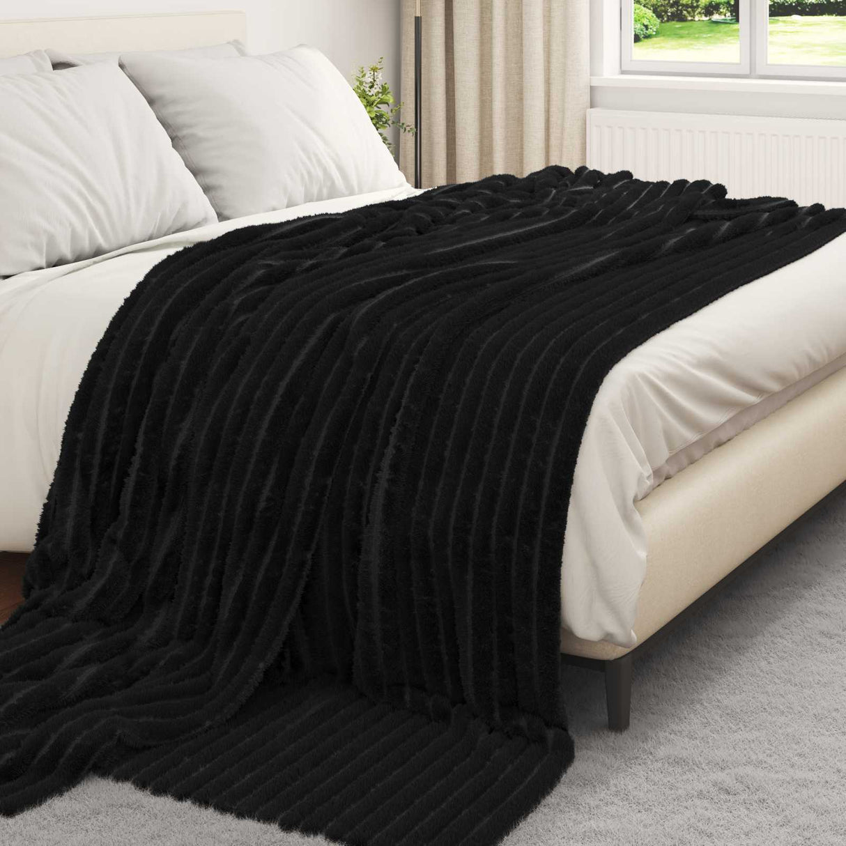 Vidaxl gooi deken zwart 240 x 220 cm fleece
