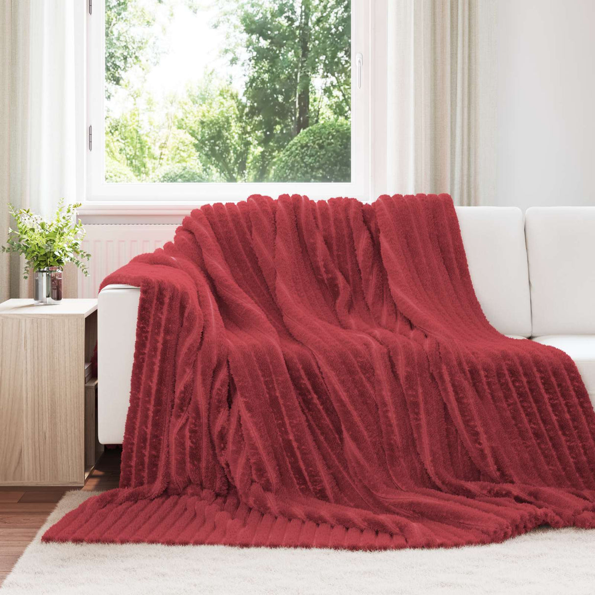 Vidaxl gooi deken bordeaux rood 240 x 220 cm fleece