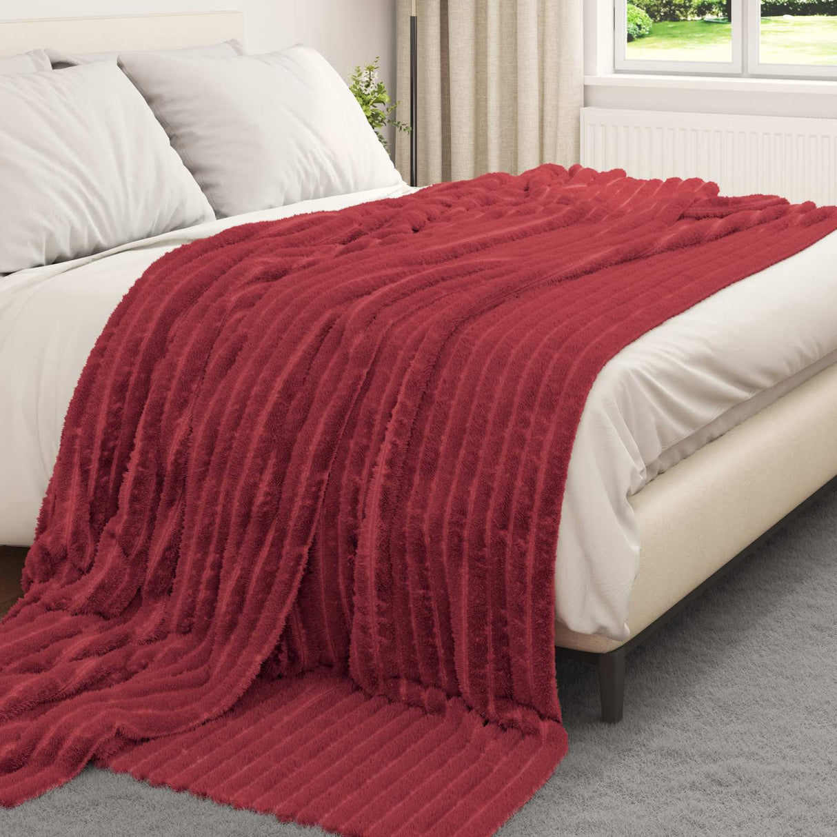Vidaxl gooi deken bordeaux rood 240 x 220 cm fleece