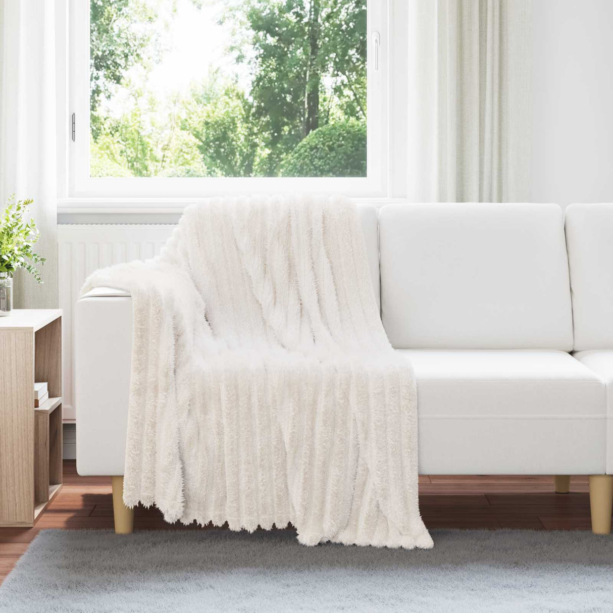 Vidaxl gooi deken crème 150 x 130 cm fleece