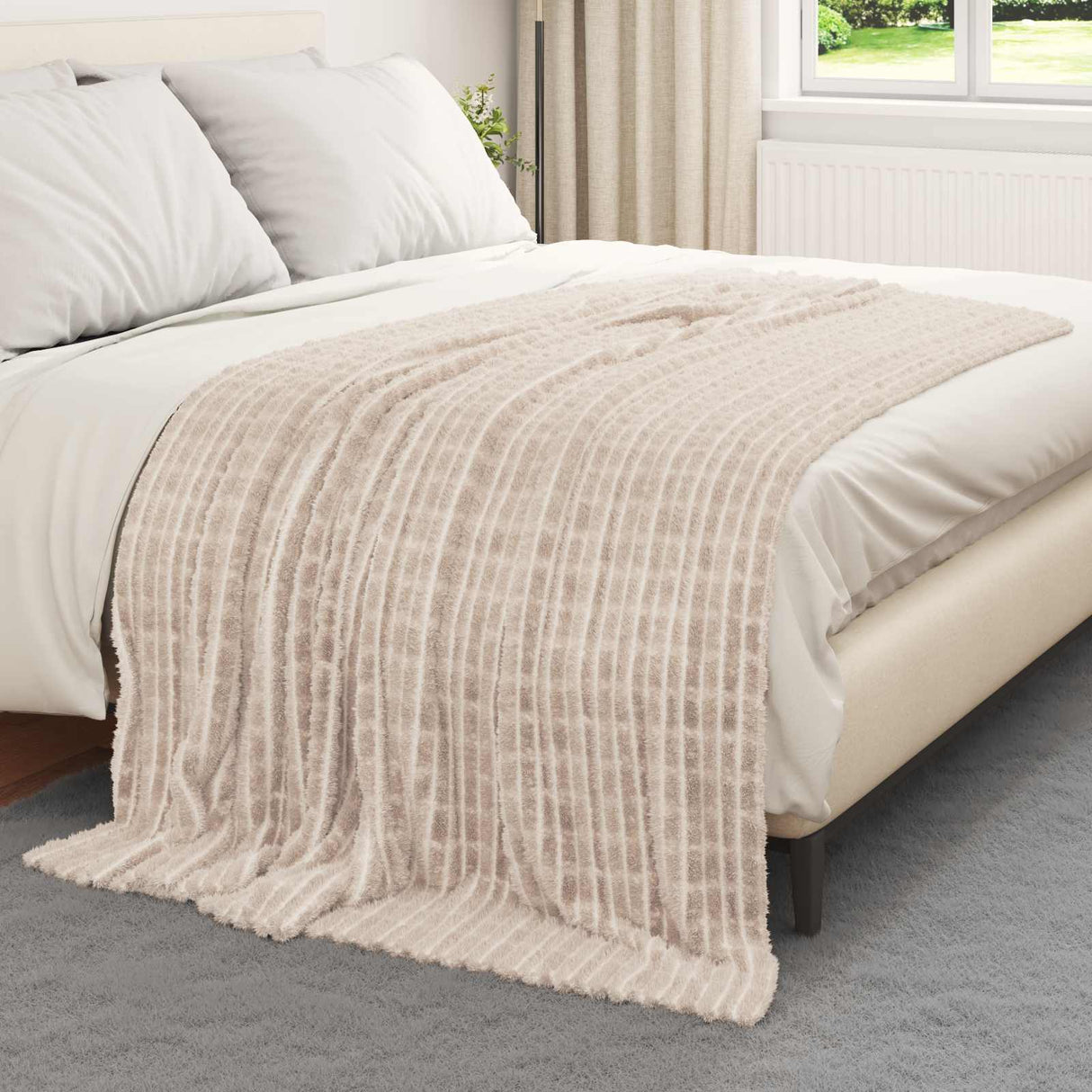 Vidaxl gooi deken beige 200 x 150 cm fleece