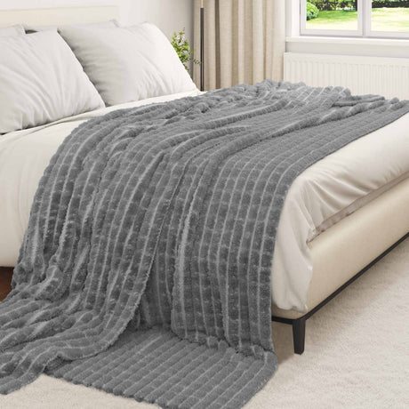 Vidaxl gooi deken donkergrijs 270 x 240 cm fleece