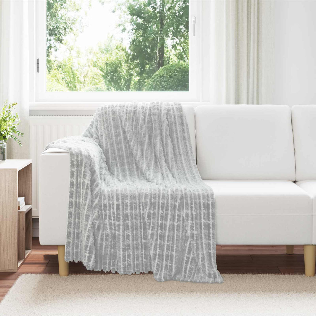 Vidaxl gooi deken grijs 150 x 130 cm fleece