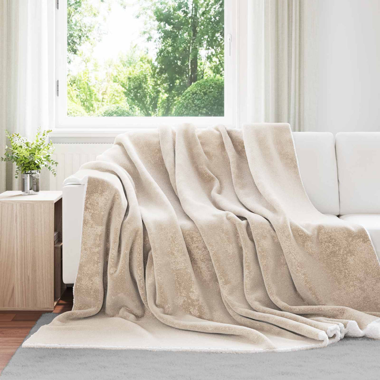 Vidaxl gooi deken beige 220 x 240 cm fleece