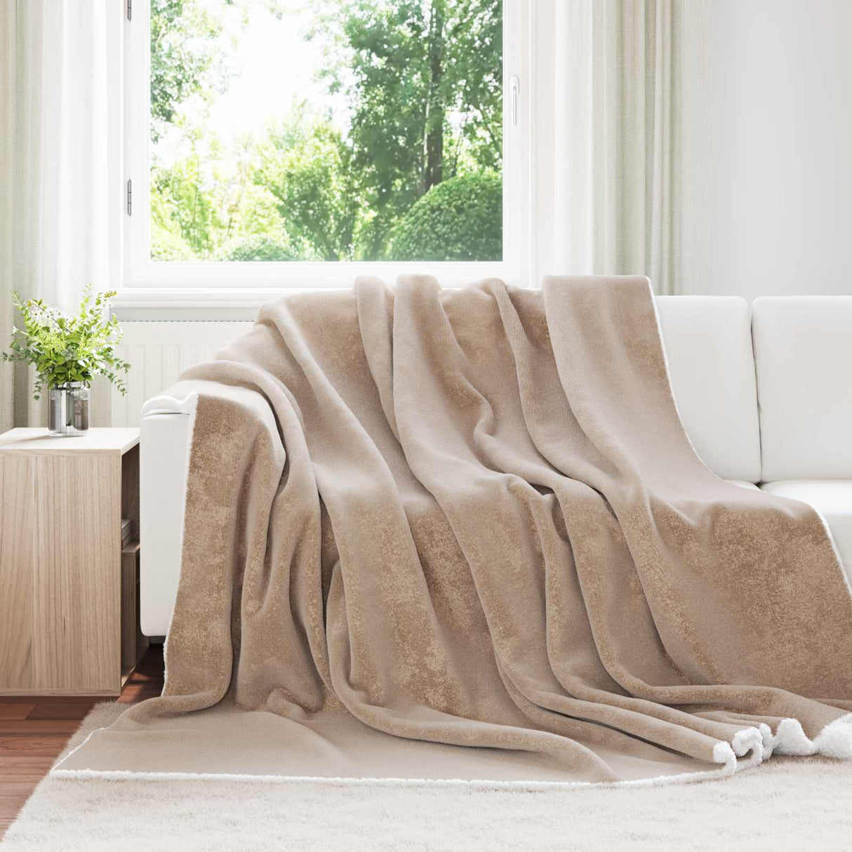 Vidaxl gooi deken kameel 220 x 240 cm fleece