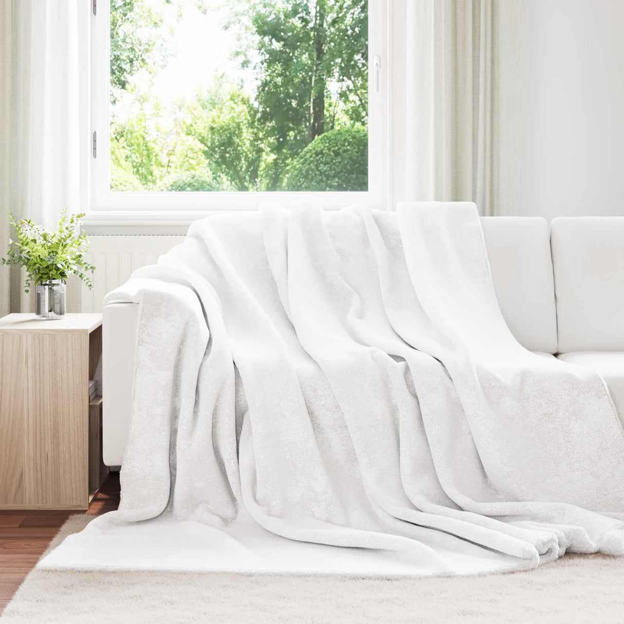 Vidaxl gooi deken wit 240 x 270 cm fleece