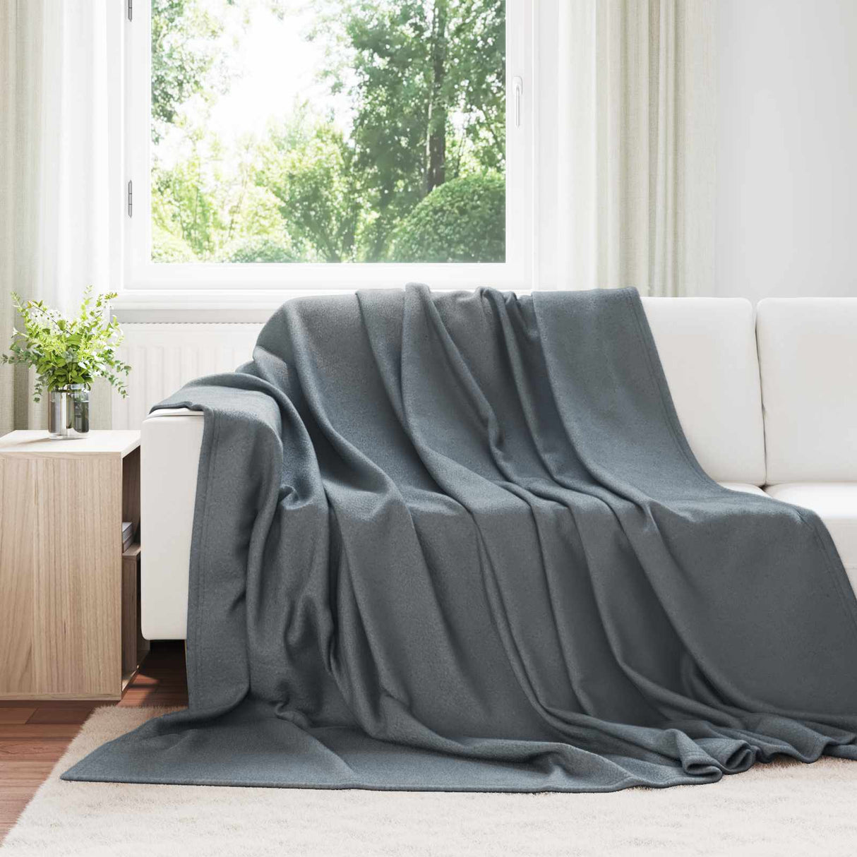 Vidaxl gooi deken donkergrijs 240 x 220 cm fleece