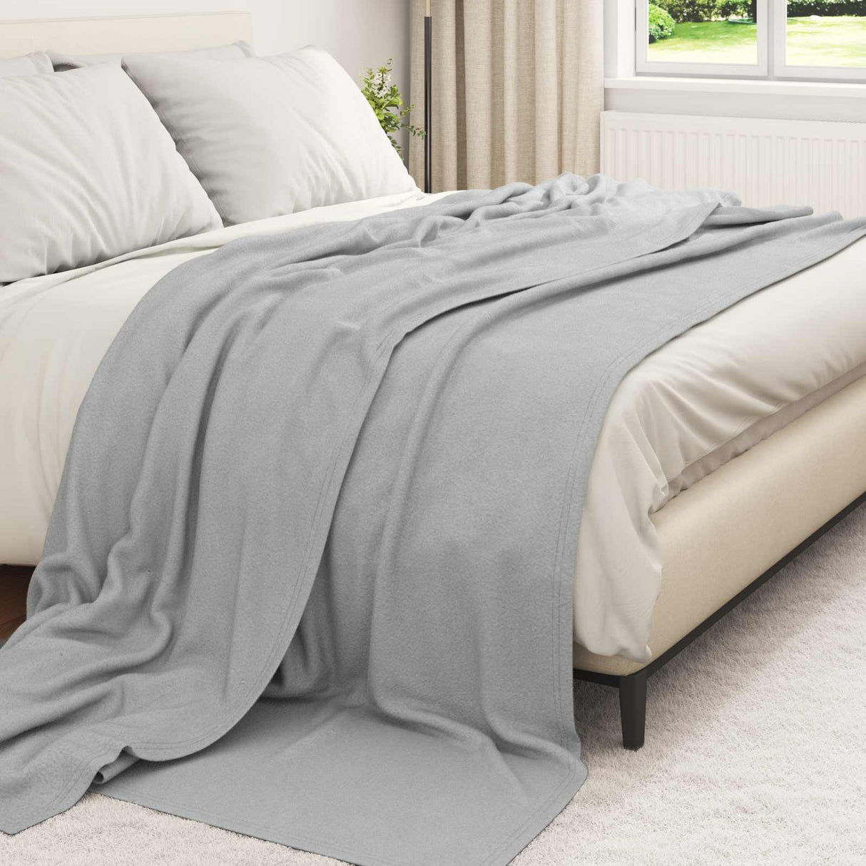 Vidaxl gooi deken grijs 240 x 220 cm fleece
