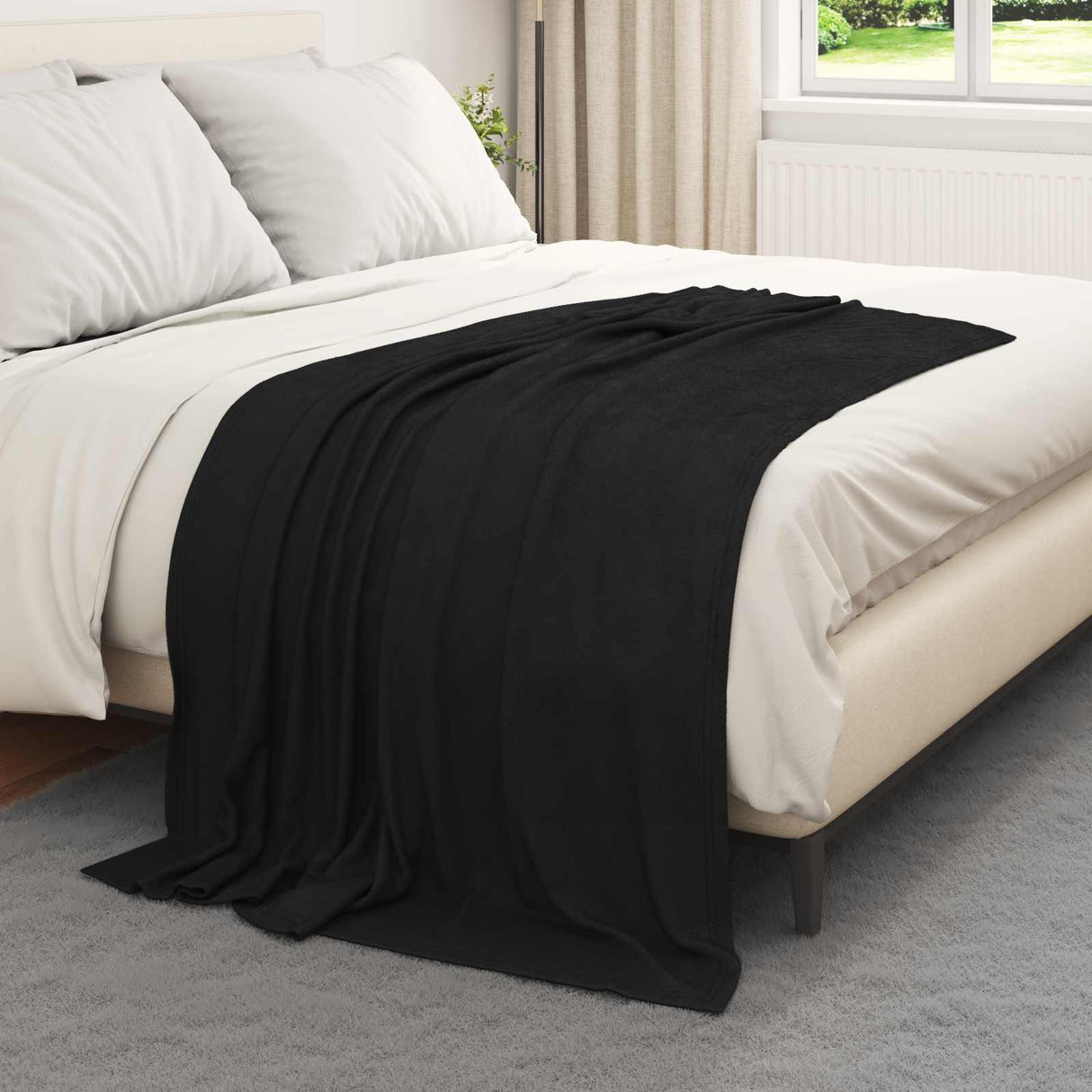 Vidaxl gooi deken zwart 170 x 130 cm fleece