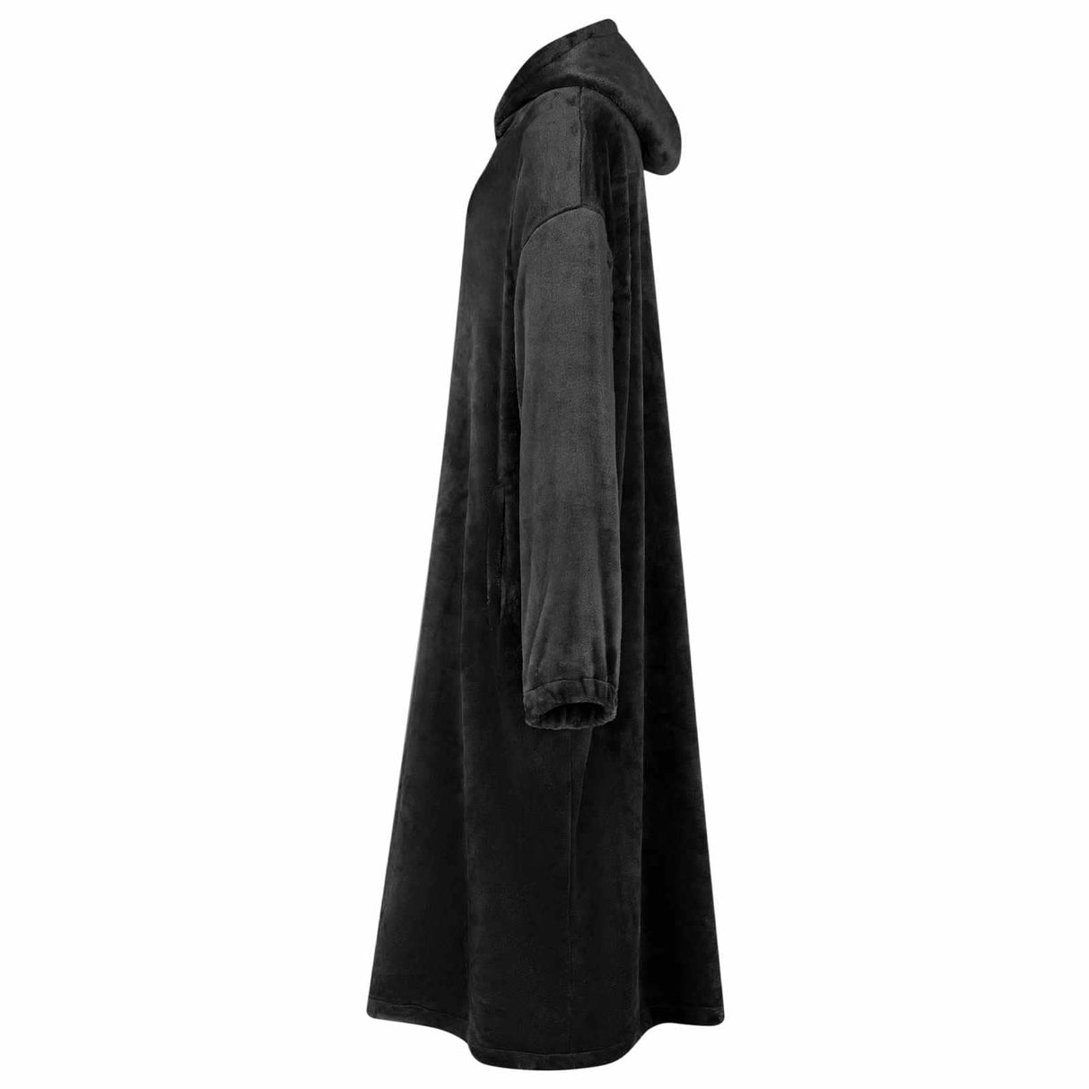 Vidaxl deken hoodie zwart s flanel