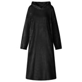 Vidaxl deken hoodie zwart l flanel