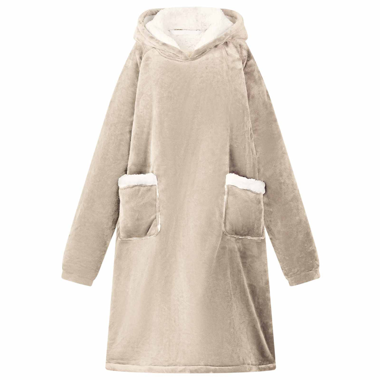 Vidaxl deken hoodie beige m fleece en flanel
