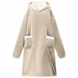 Vidaxl deken hoodie beige l fleece en flanel