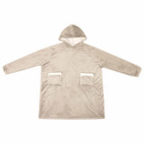 Vidaxl deken hoodie beige l fleece en flanel