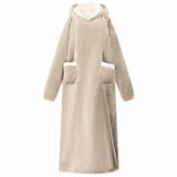 Vidaxl deken hoodie beige m fleece en flanel
