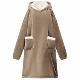 Vidaxl deken hoodie kameel l fleece en flanel