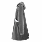 Vidaxl deken hoodie donkergrijs l fleece en flanel