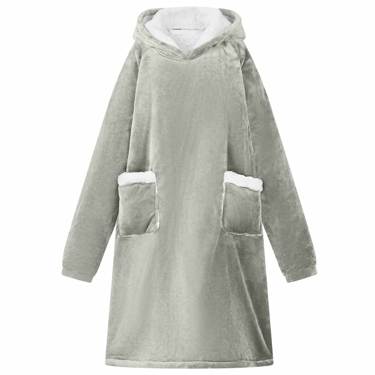 Vidaxl deken hoodie grijs m fleece en flanel